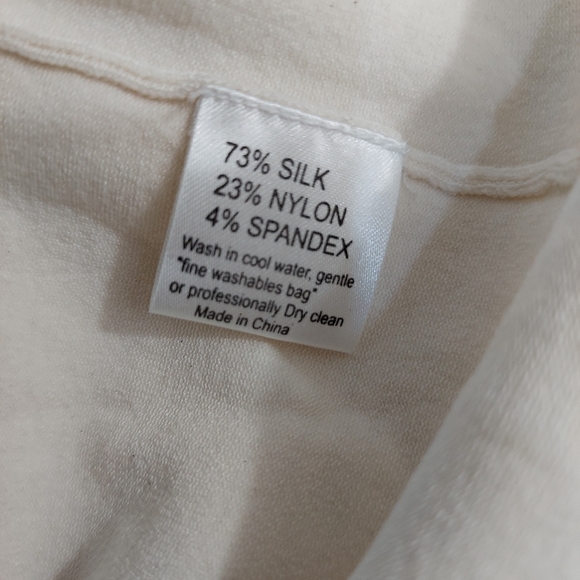 Il gilet Silk Knit Top Medium Beaded Scoop Neck Elbow Sleeve Stretch Swearwe - Picture 8 of 8